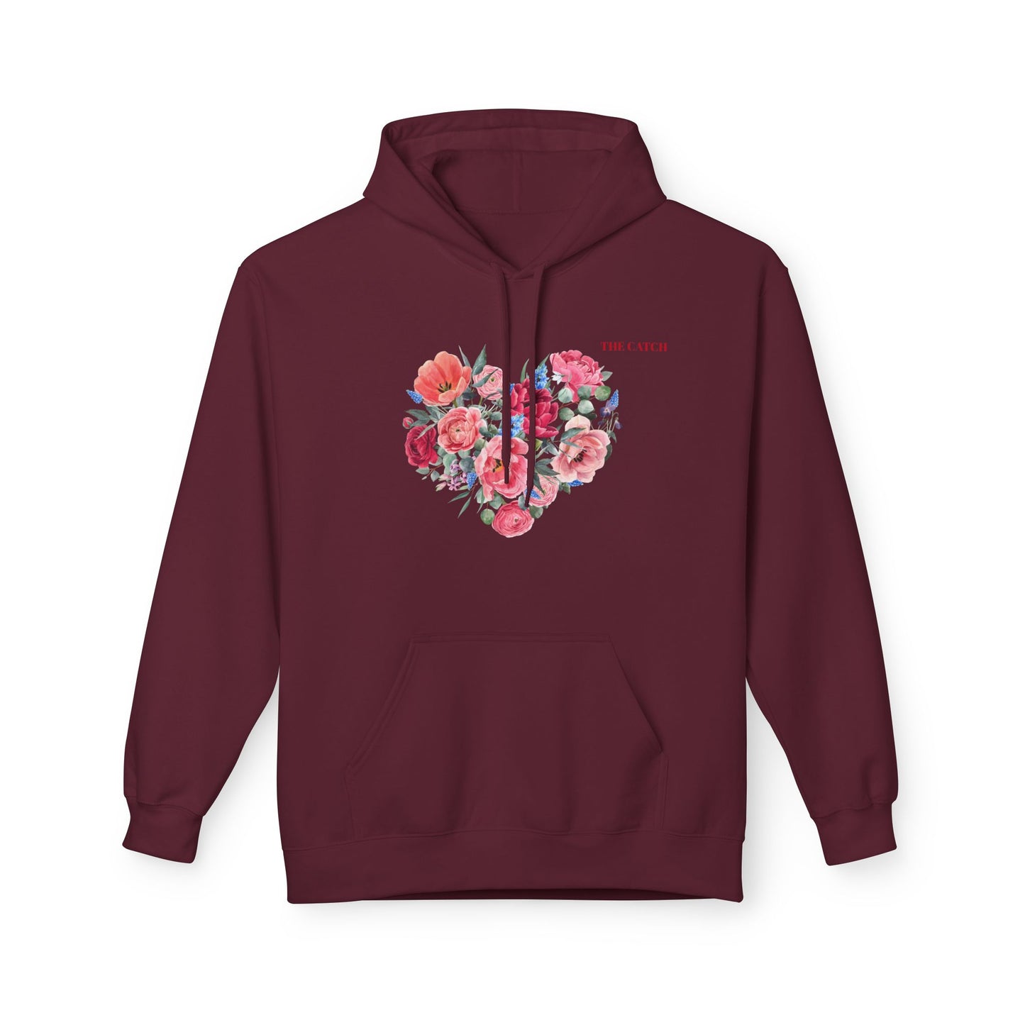 Floral Heart Fleece Hoodie - Softstyle Sweatshirt