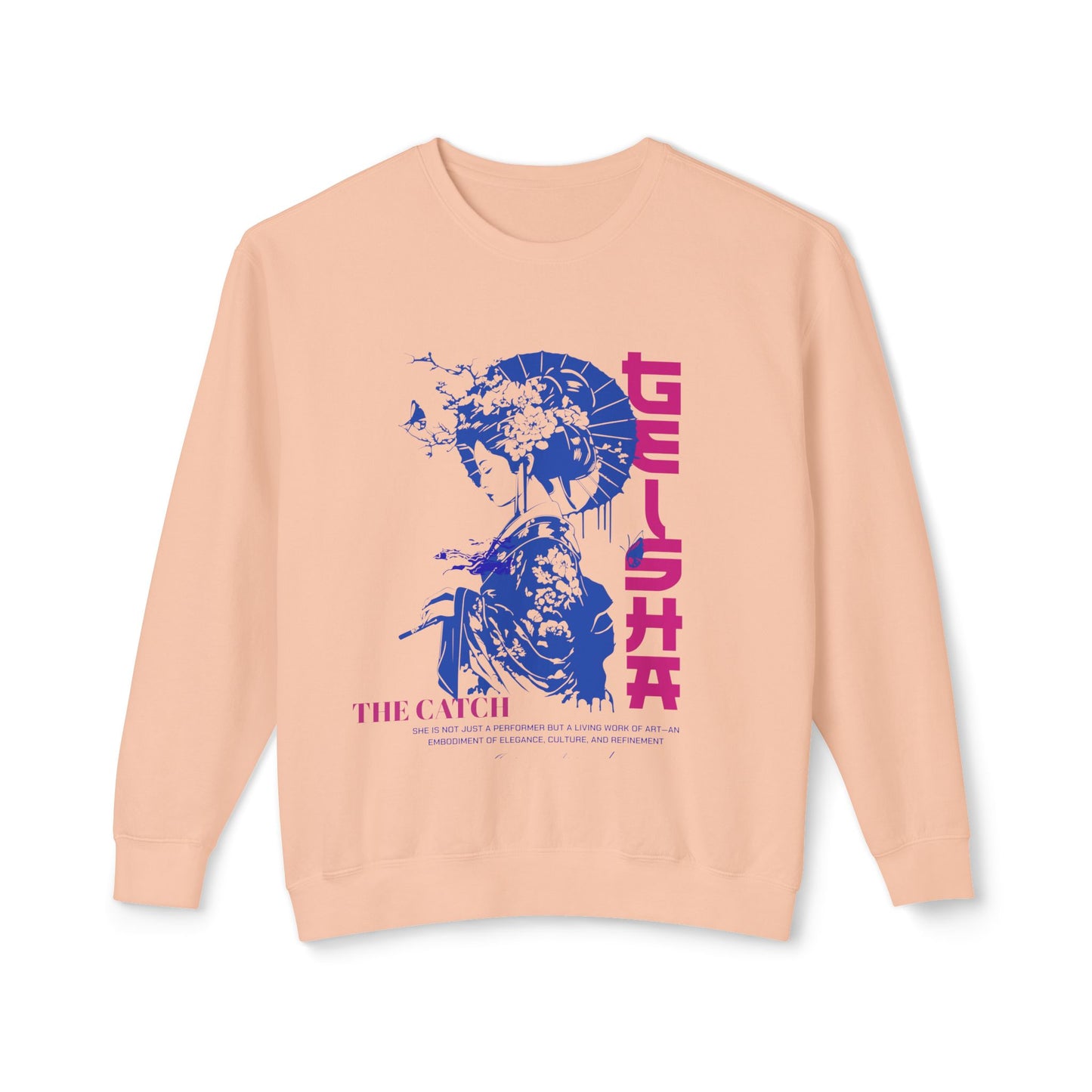 Geisha Artwork Women's Lightweight Crewneck Sweatshirt - Stylish and Cultural Design
