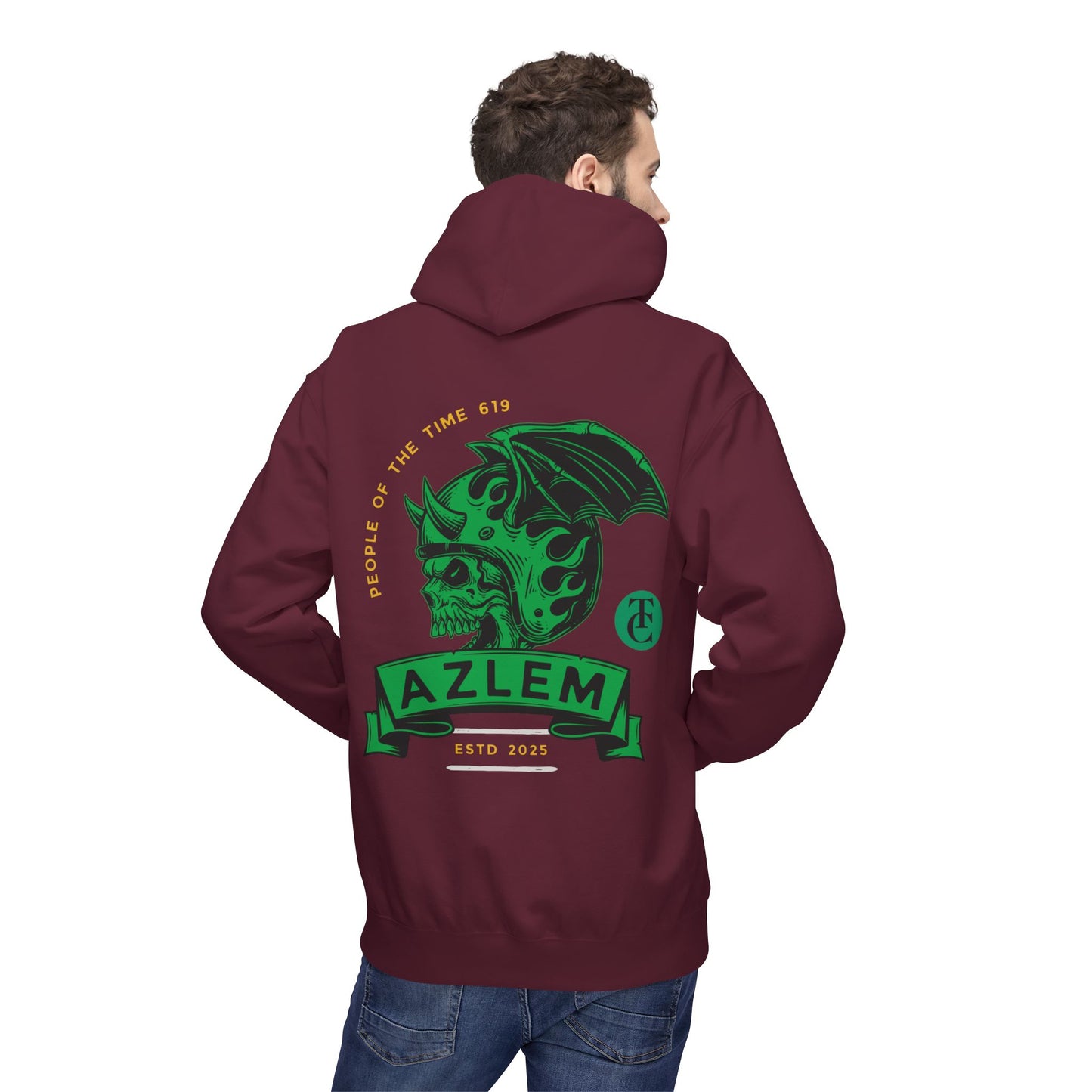 Midweight Softstyle Fleece Hoodie - Azlem Skull Design