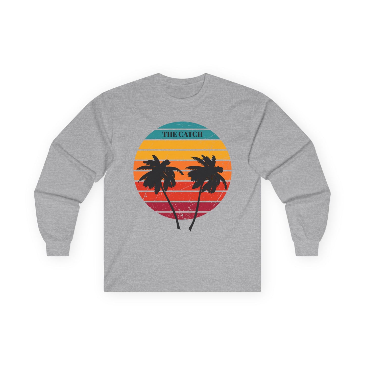 Retro Palm Trees Long Sleeve Tee - Perfect for Beach Vibes & Summer Fun - THE CATCH