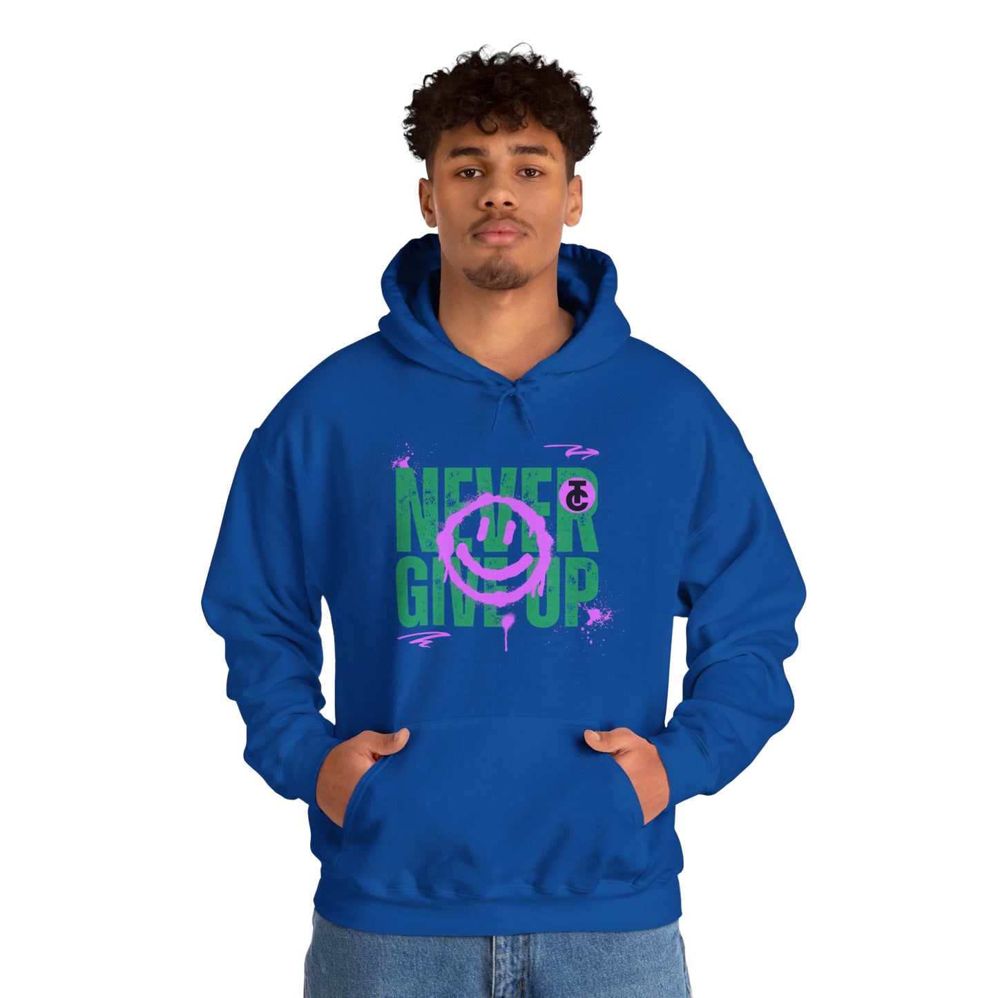Motivational Sweatshirt - "Never Give Up" Hoodie, Cozy Gift for Friends, Inspirational Apparel, Perfect for Any Occasion