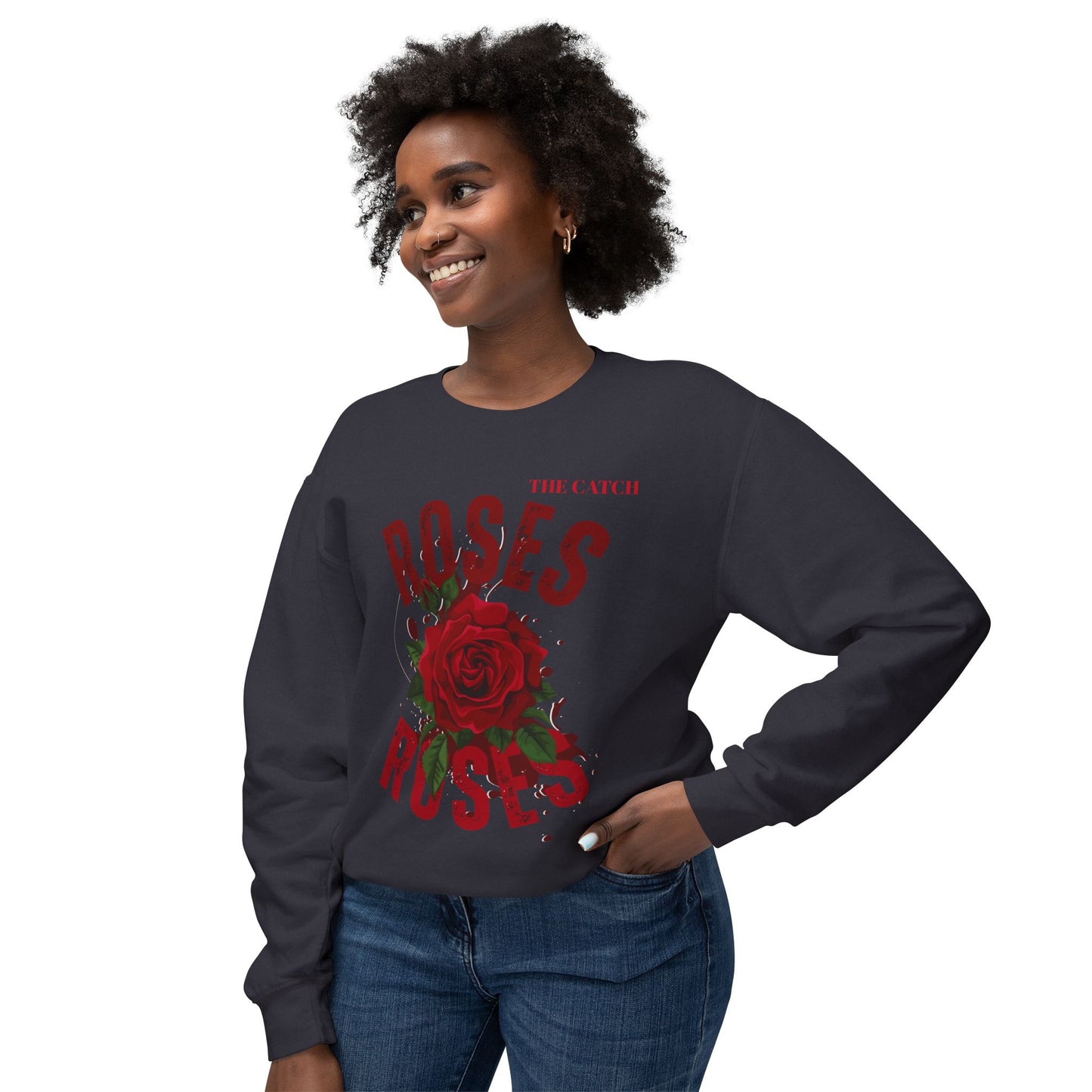 Lightweight Crewneck Sweatshirt - Roses Design