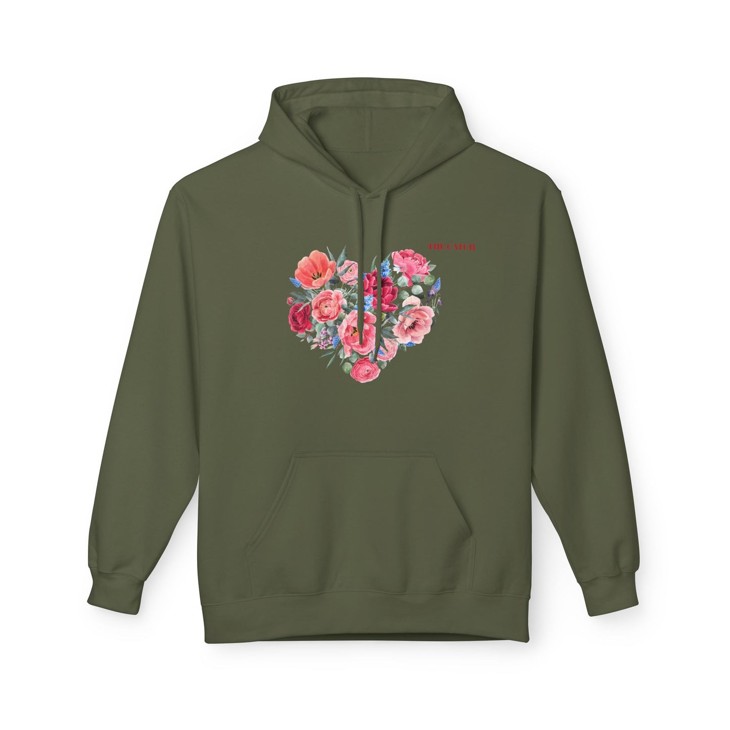 Floral Heart Fleece Hoodie - Softstyle Sweatshirt