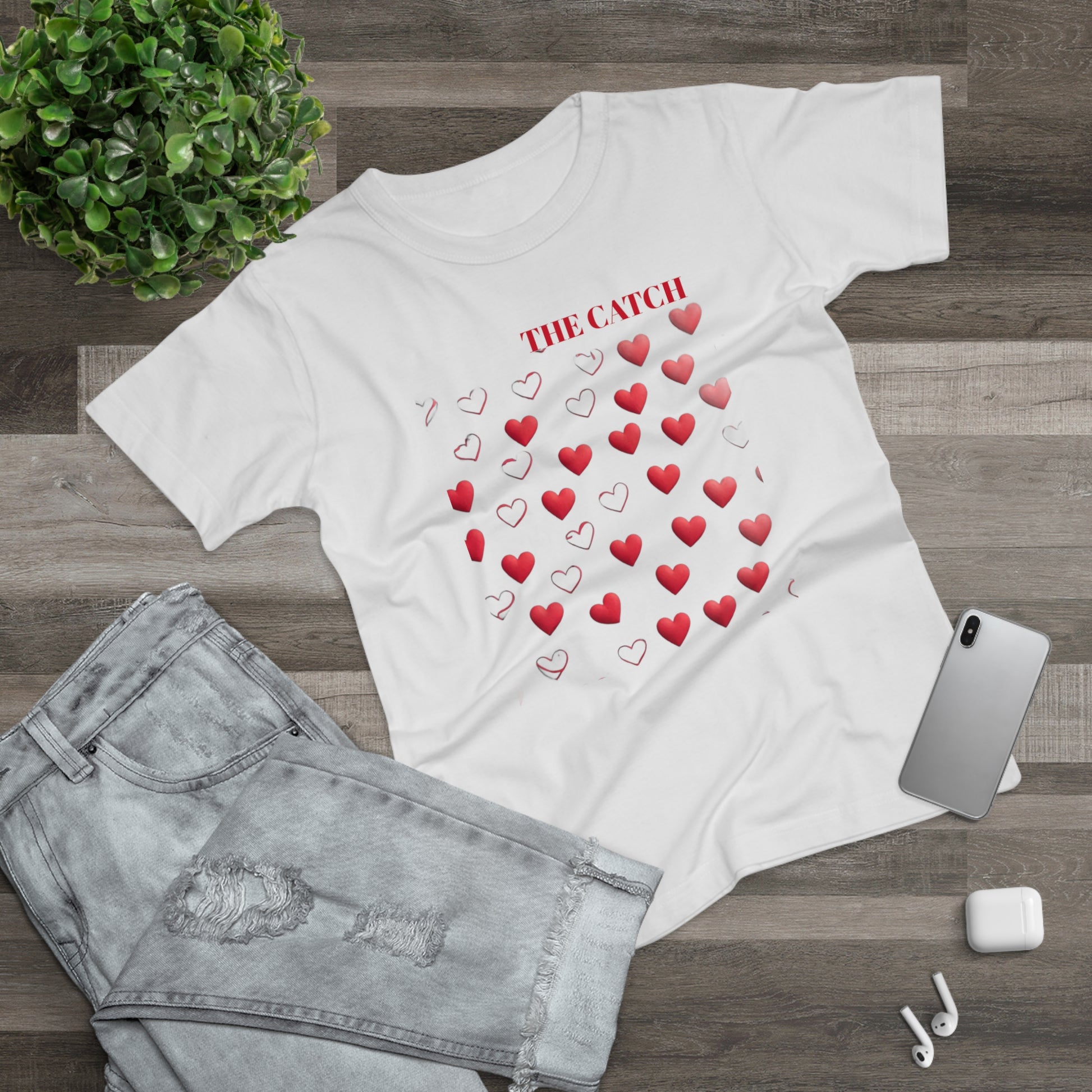 Romantic Hearts Women's T-Shirt - 'The Catch' Design - THE CATCH