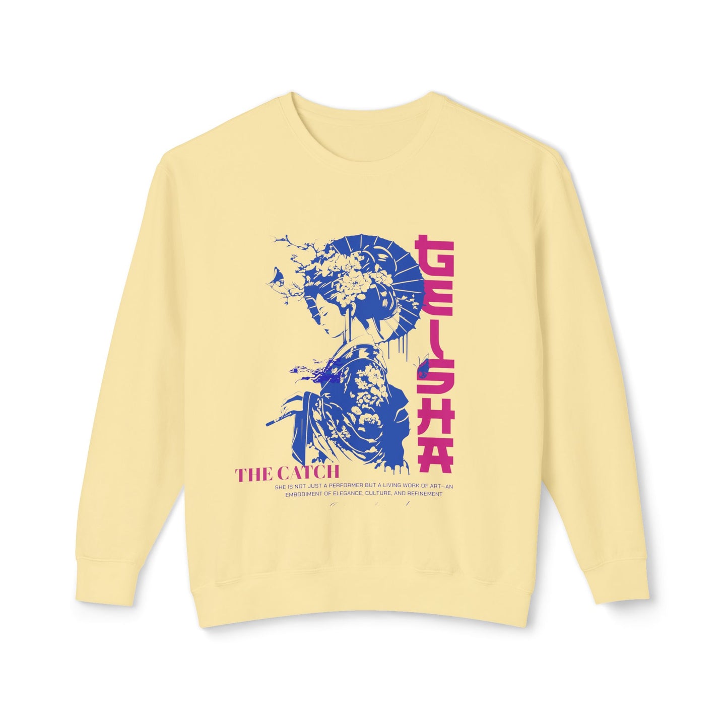 Geisha Artwork Women's Lightweight Crewneck Sweatshirt - Stylish and Cultural Design