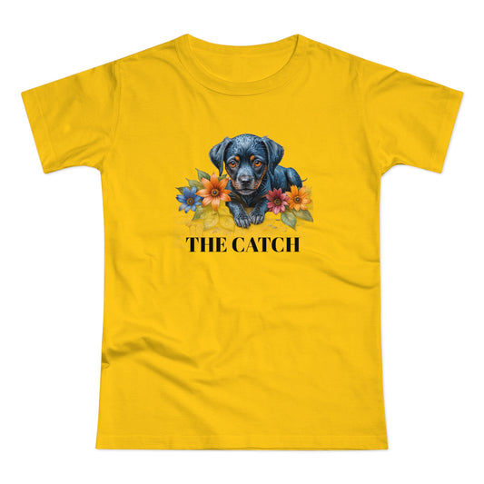 The Catch Dog-Themed Women's T-Shirt - Floral Design for Pet Lovers - THE CATCH