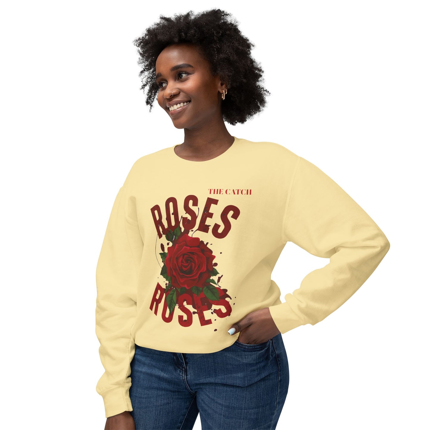 Lightweight Crewneck Sweatshirt - Roses Design