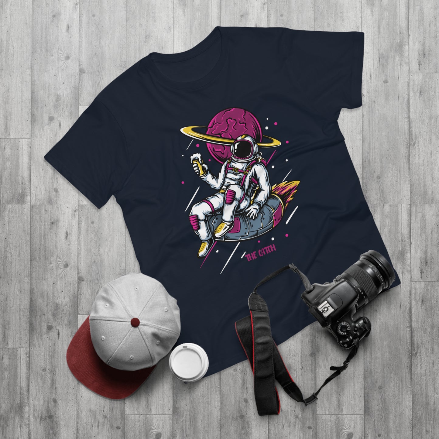 Cosmic Adventure Men's T-Shirt - Retro Astronaut Design