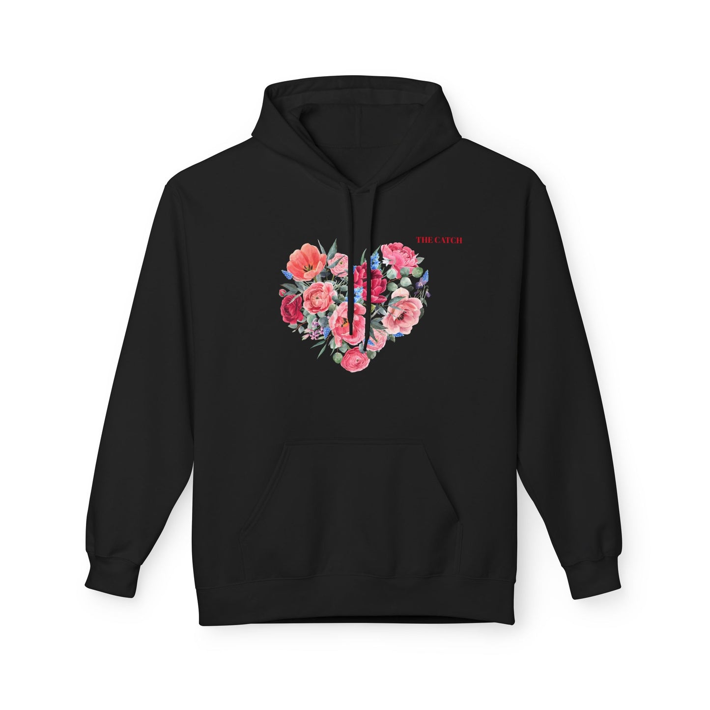 Floral Heart Fleece Hoodie - Softstyle Sweatshirt