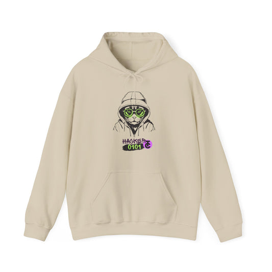 Hacker Cat Hoodie - Cozy Sweatshirt, Streetwear Pullover, Tech Enthusiast Gift, Cyberpunk Apparel, Casual Fashion - THE CATCH