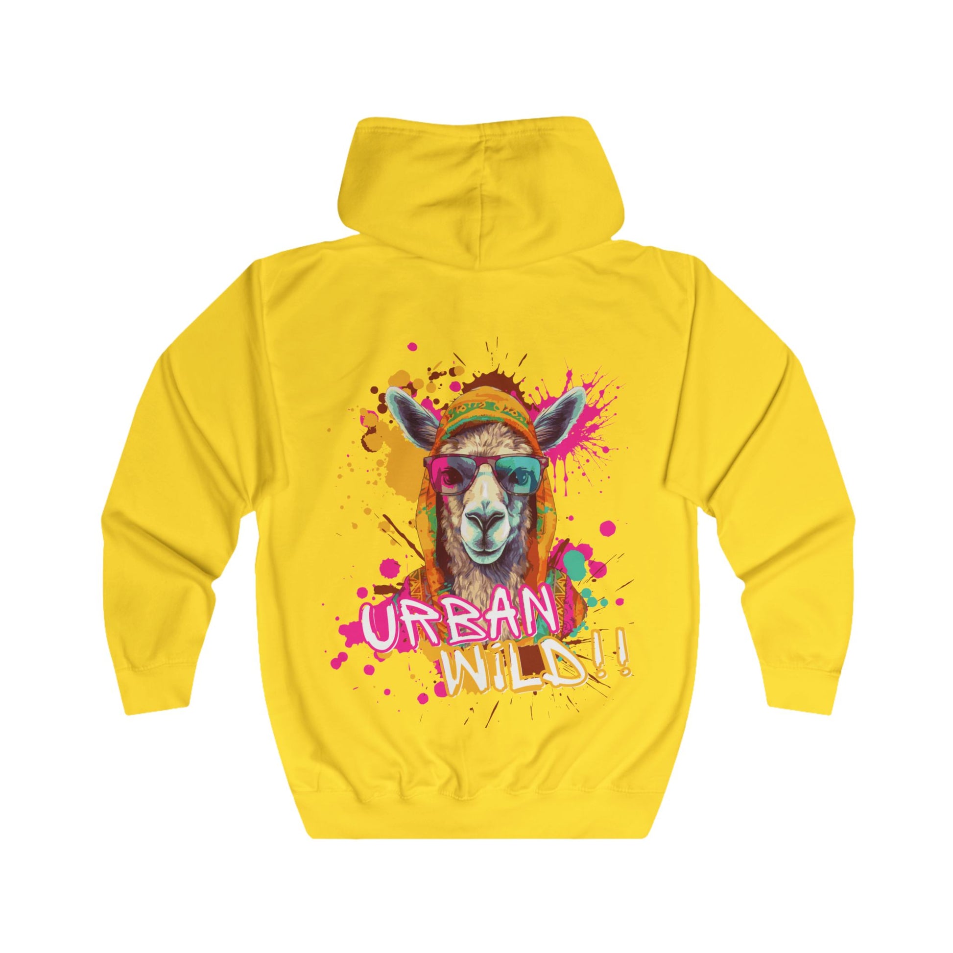 Urban Wild Full Zip Hoodie - Colorful Llama Graphic, Trendy Street Style - THE CATCH