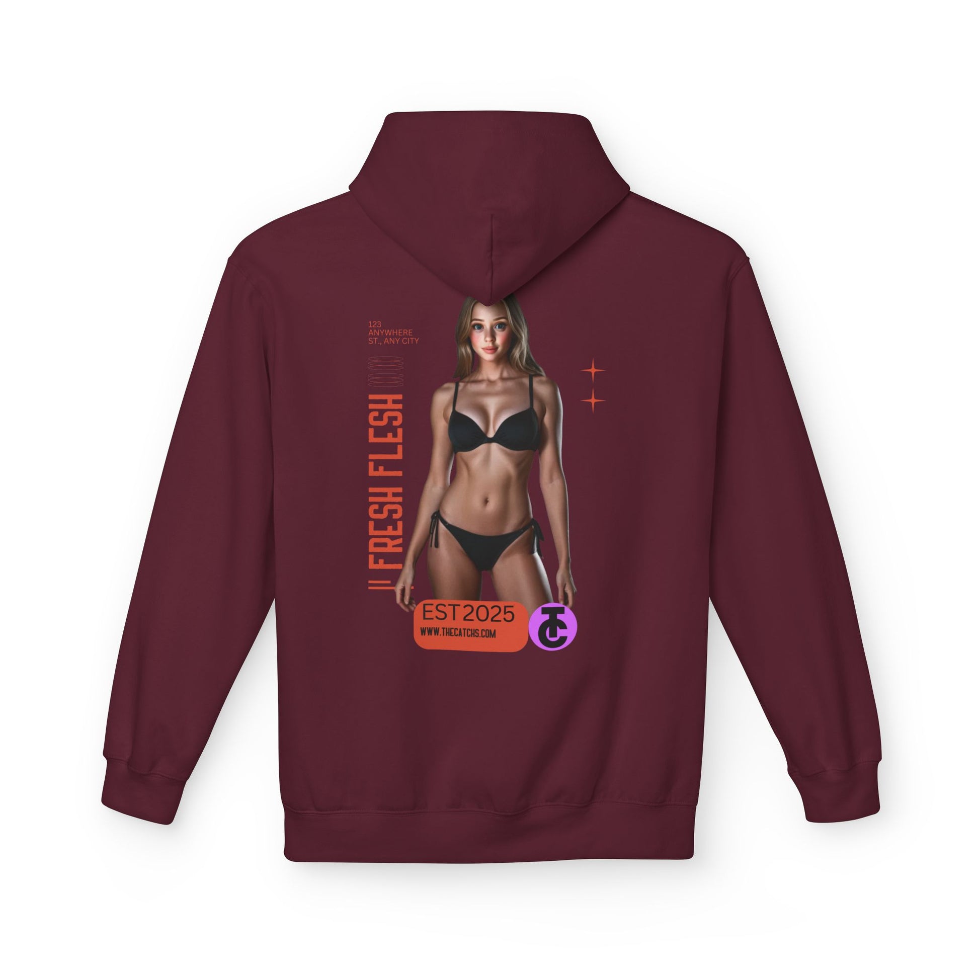 Fresh Flesh Graphic Hoodie for Trendsetters Midweight Fleece Sweatshirt - THE CATCH