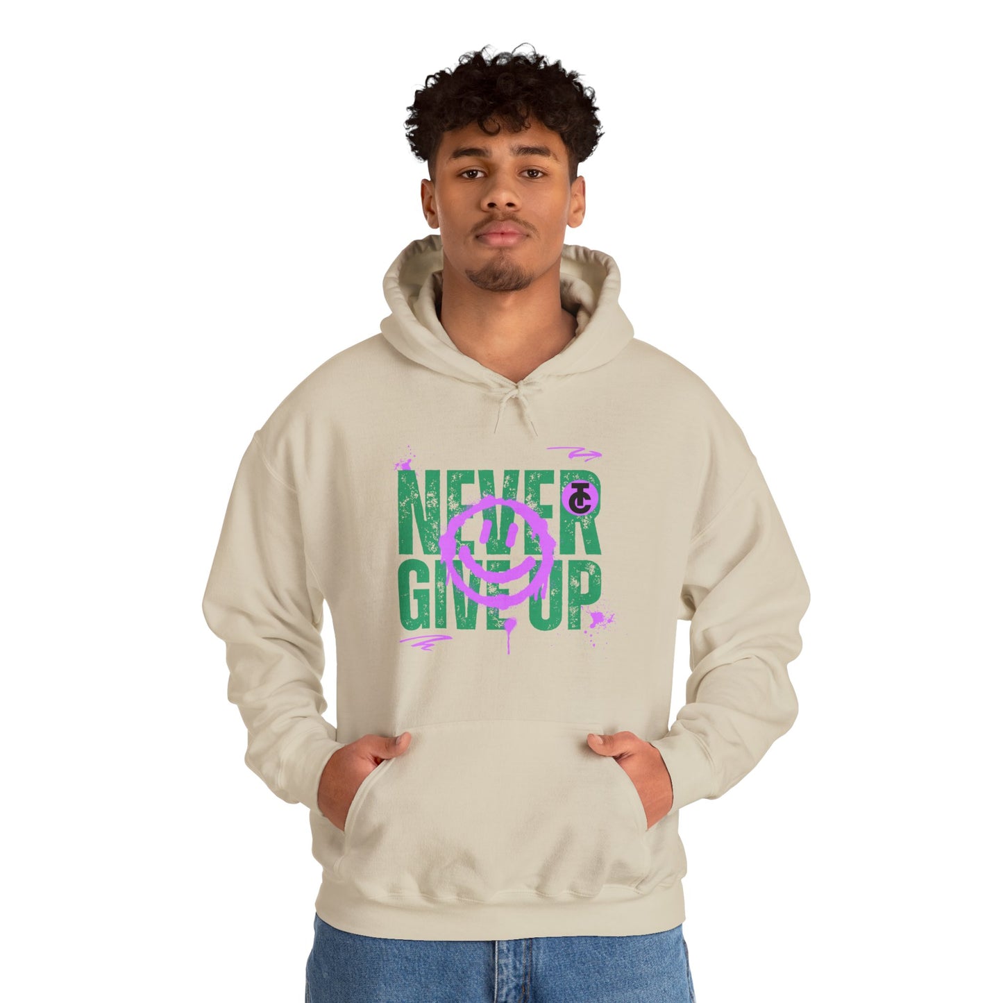 Motivational Sweatshirt - "Never Give Up" Hoodie, Cozy Gift for Friends, Inspirational Apparel, Perfect for Any Occasion