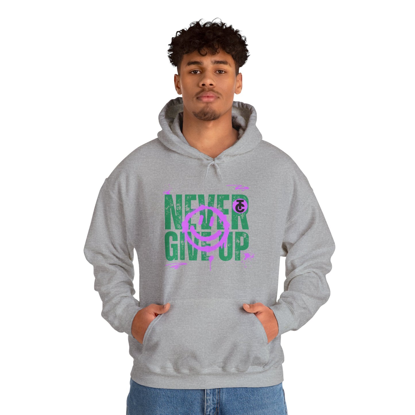 Motivational Sweatshirt - "Never Give Up" Hoodie, Cozy Gift for Friends, Inspirational Apparel, Perfect for Any Occasion