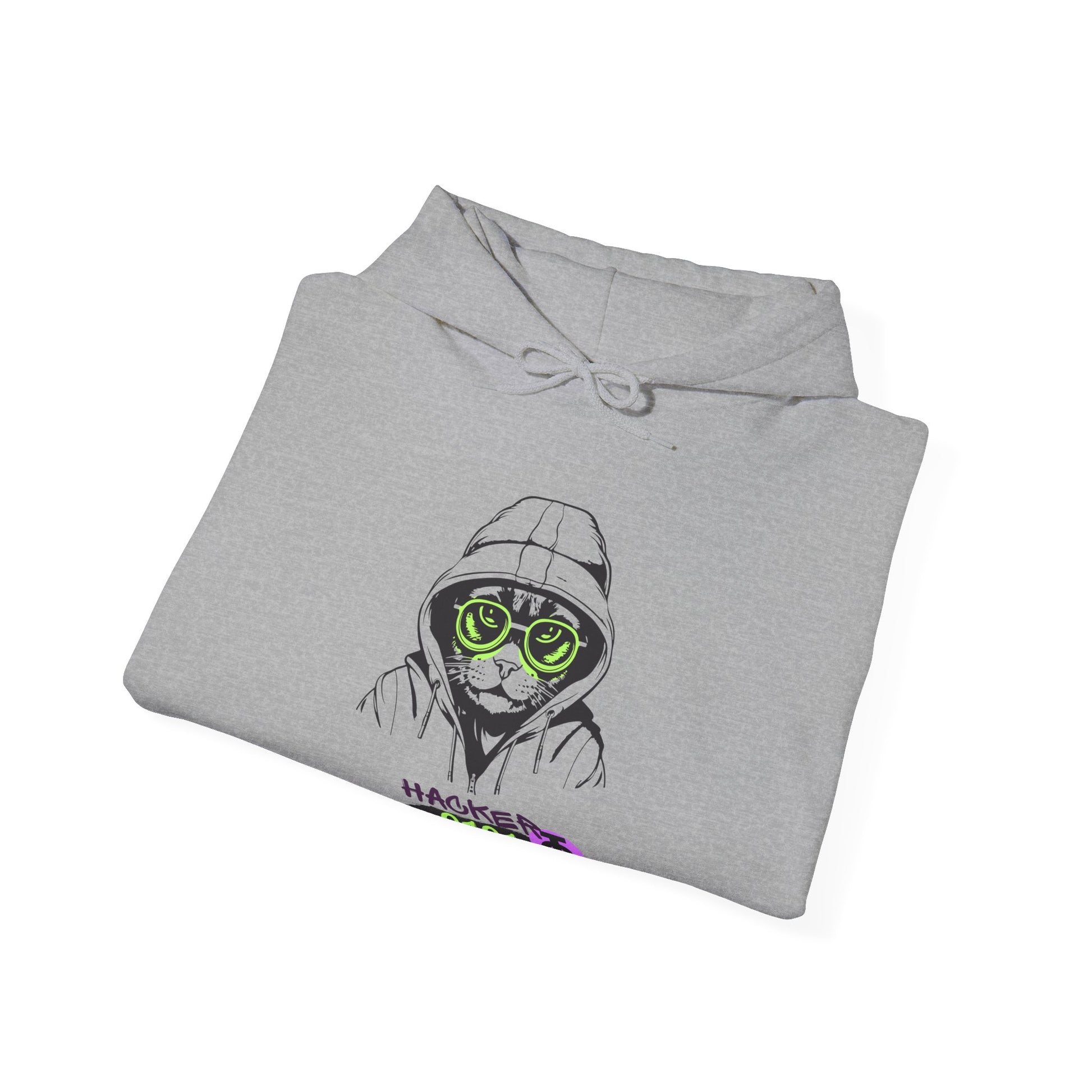 Hacker Cat Hoodie - Cozy Sweatshirt, Streetwear Pullover, Tech Enthusiast Gift, Cyberpunk Apparel, Casual Fashion - THE CATCH
