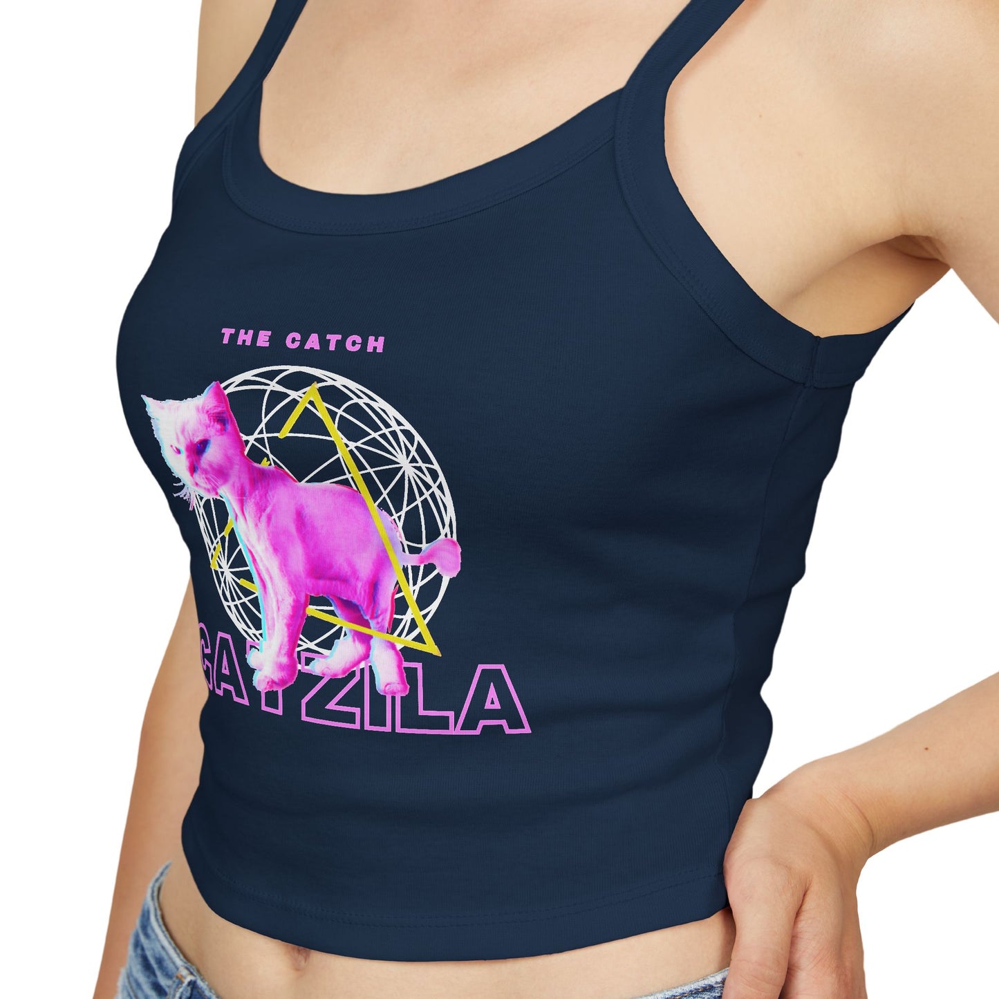 Colorful Cat Graphic Women's Tank Top, Summer Tops, Cute Cat Apparel, Gifts for Cat Lovers, Trendy Spaghetti Strap Shirt - THE CATCH