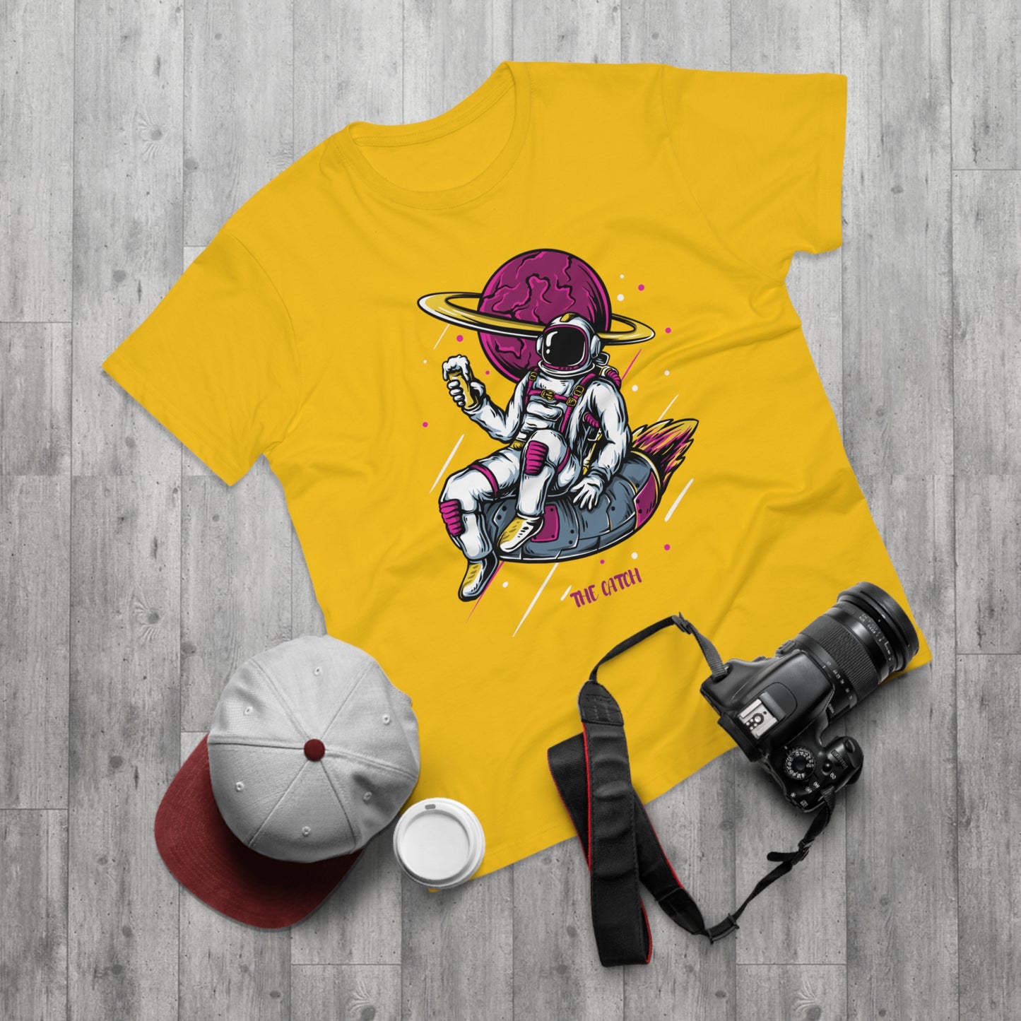 Cosmic Adventure Men's T-Shirt - Retro Astronaut Design