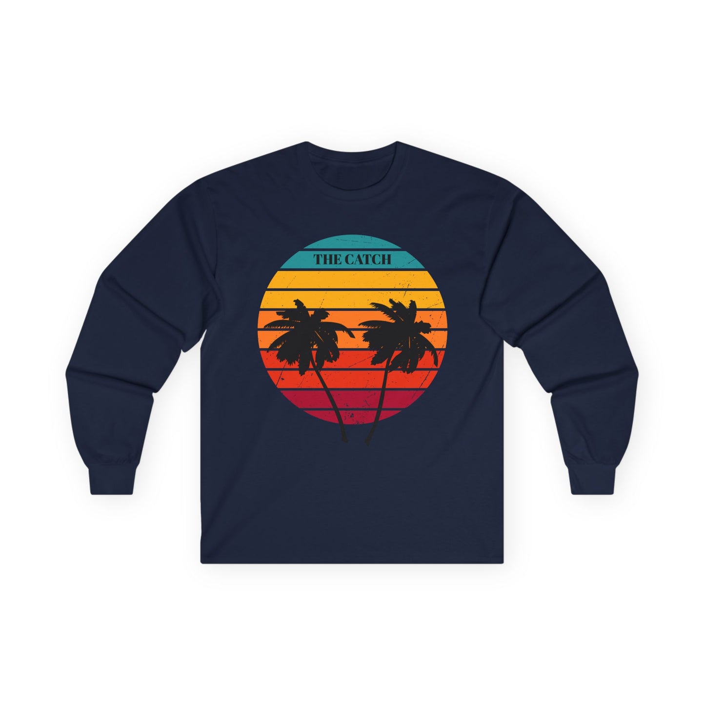 Retro Palm Trees Long Sleeve Tee - Perfect for Beach Vibes & Summer Fun - THE CATCH