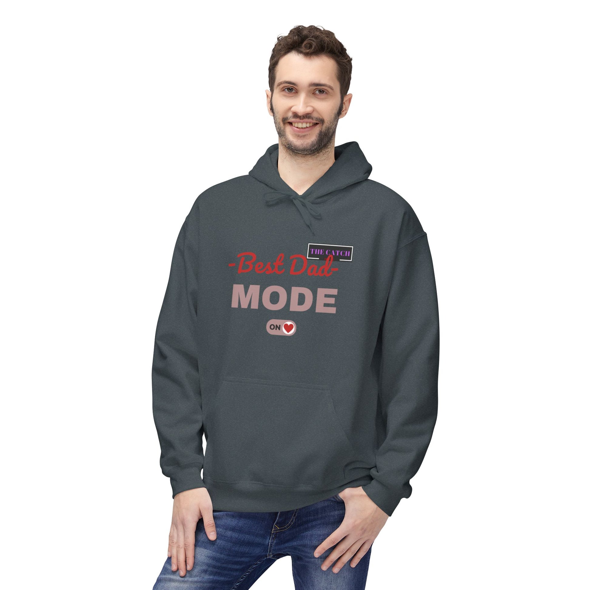 Best Dad Mode Fleece Hoodie, Comfortable Gift for Fathers, Dad Apparel, Cozy Hoodie for Men, Parent Gift, Casual Wear - THE CATCH