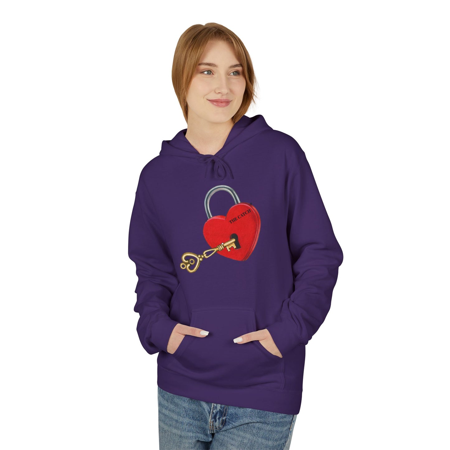 Heart Lock & Key  Fleece Hoodie - Cozy Valentine’s Day Gift