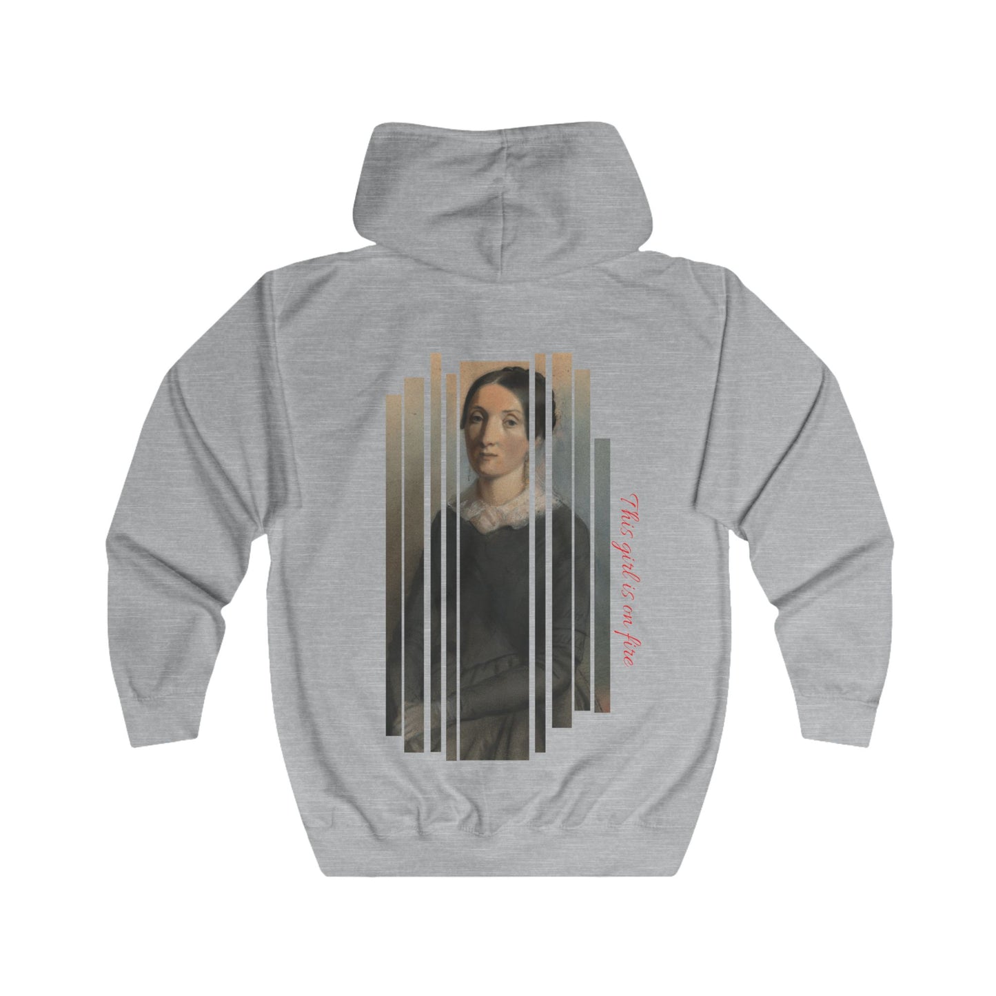 Artistic Full Zip Hoodie - 'The Catch' with Vintage Portrait