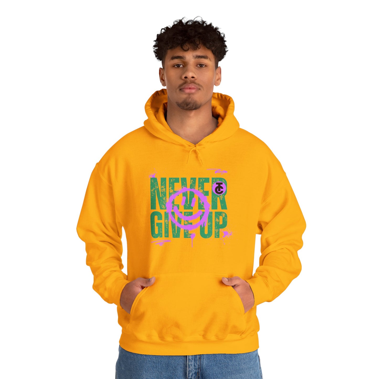 Motivational Sweatshirt - "Never Give Up" Hoodie, Cozy Gift for Friends, Inspirational Apparel, Perfect for Any Occasion