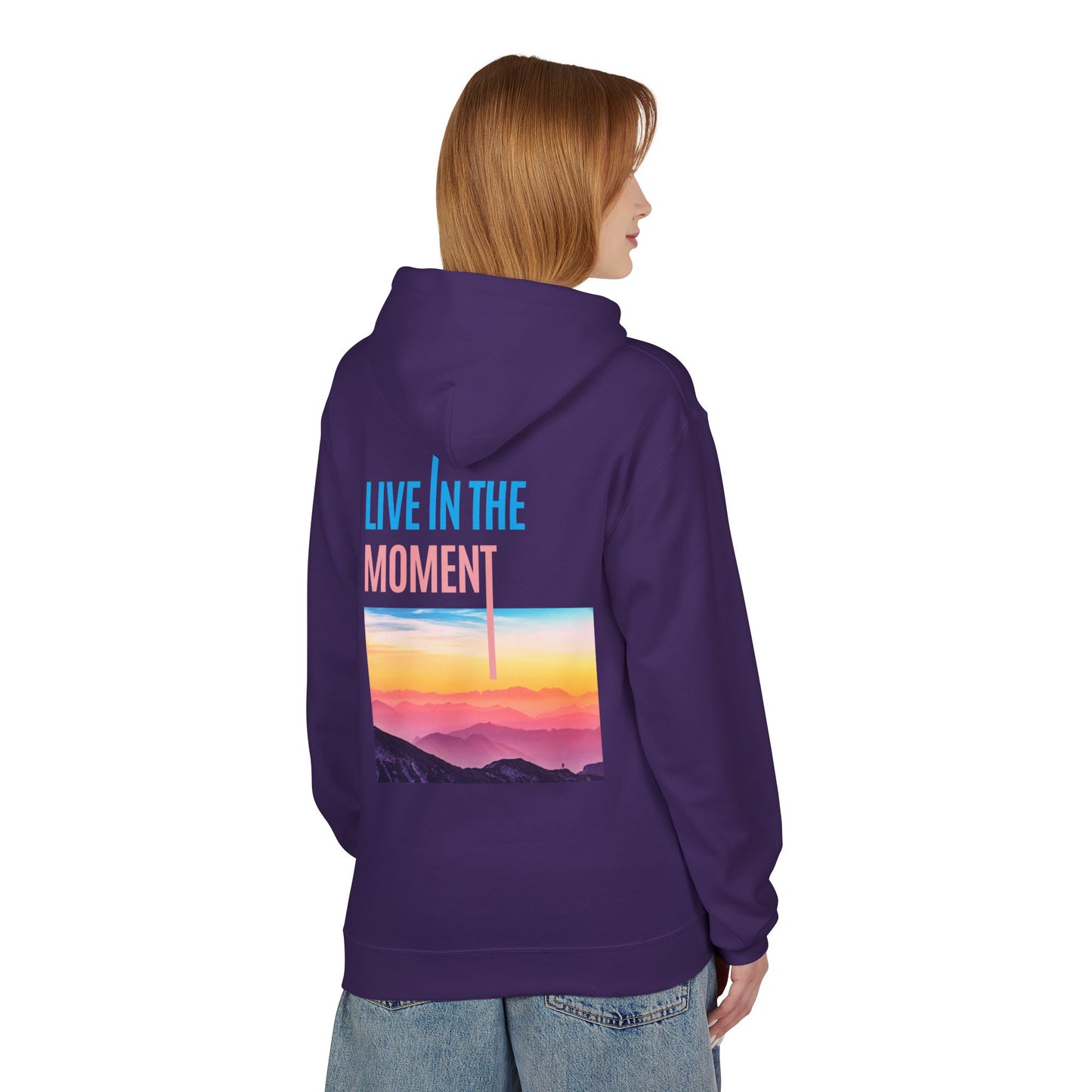 Midweight Hoodie - "Live in the Moment" Casual Fleece Sweatshirt