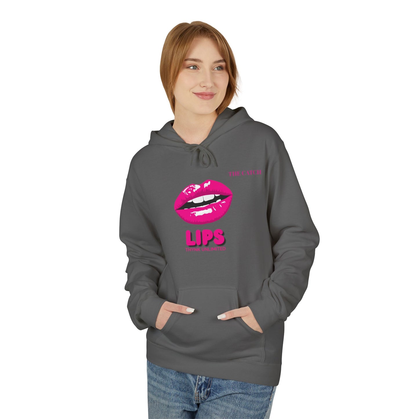 Fleece Hoodie with Chic Lip Design - Perfect for Casual Outings and Gifts