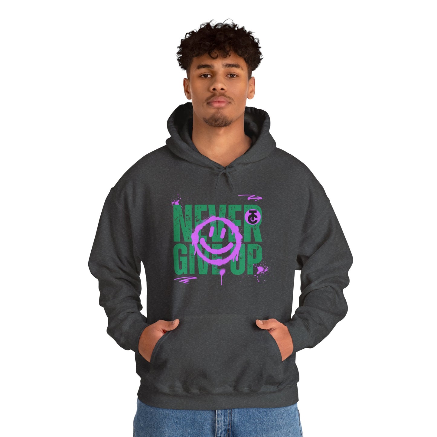 Motivational Sweatshirt - "Never Give Up" Hoodie, Cozy Gift for Friends, Inspirational Apparel, Perfect for Any Occasion