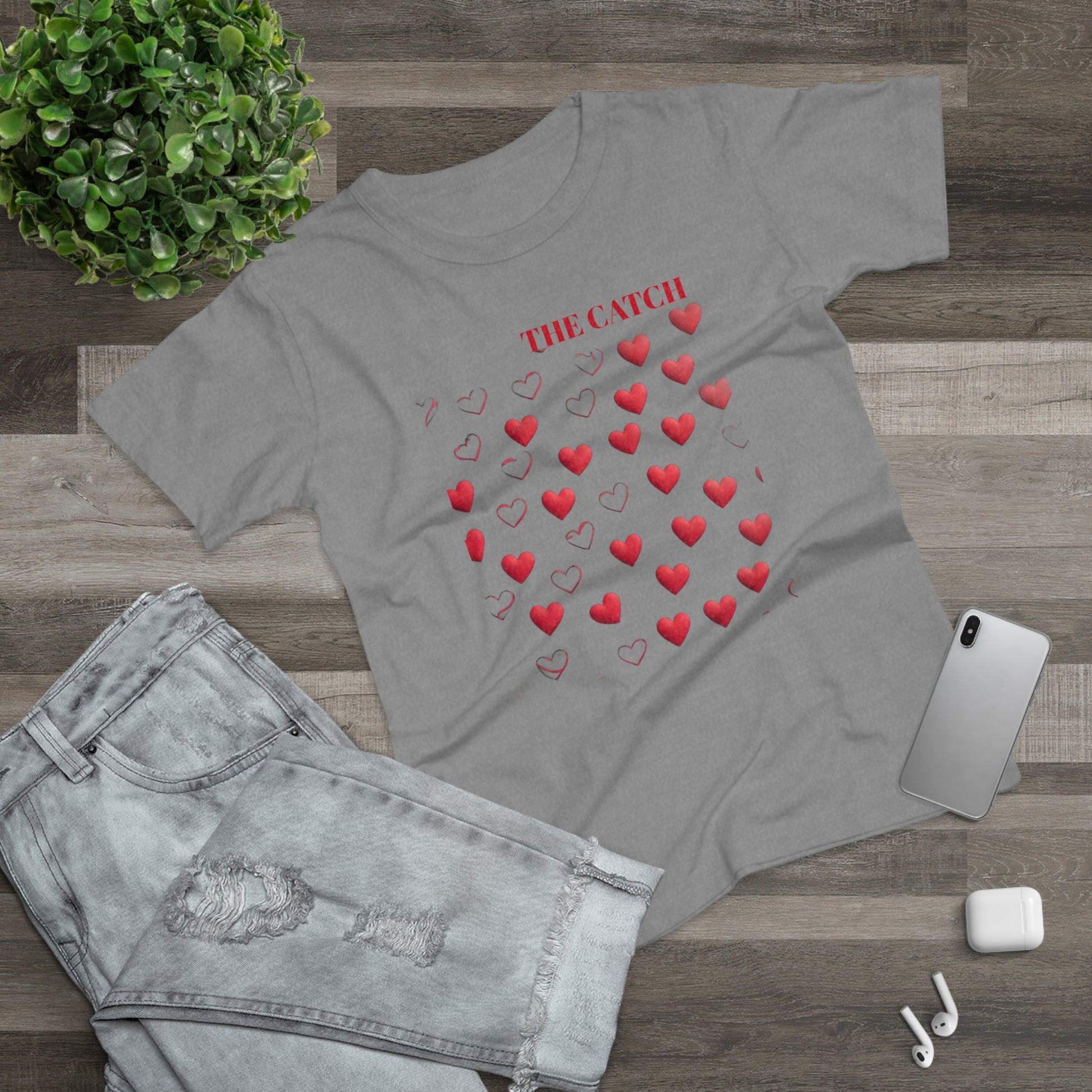 Romantic Hearts Women's T-Shirt - 'The Catch' Design - THE CATCH