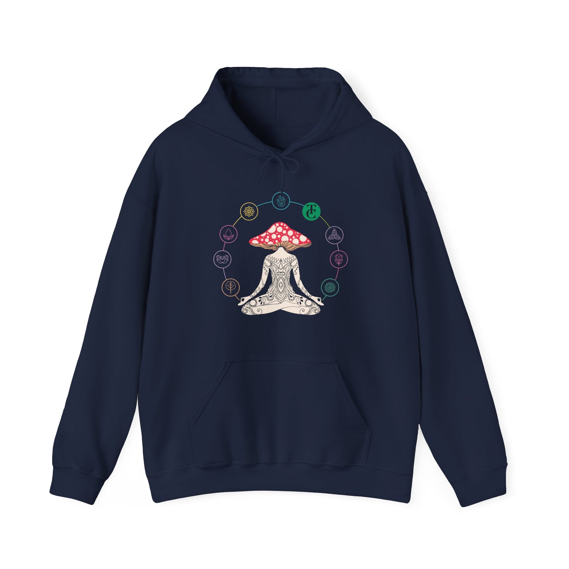 Meditative Mushroom Hoodie - Hooded Sweatshirt, Spiritual Fashion, Cozy Gift, Yoga Attire, Mindfulness Wear, Fall Fashion - THE CATCH