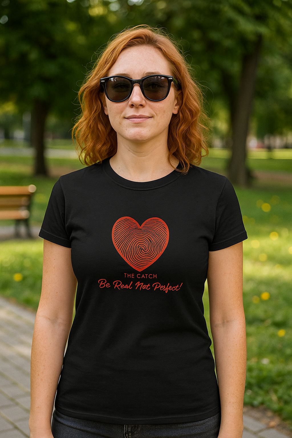 Women's Heartbeat Tee - Be Real Not Perfect - Softstyle T-Shirt - THE CATCH