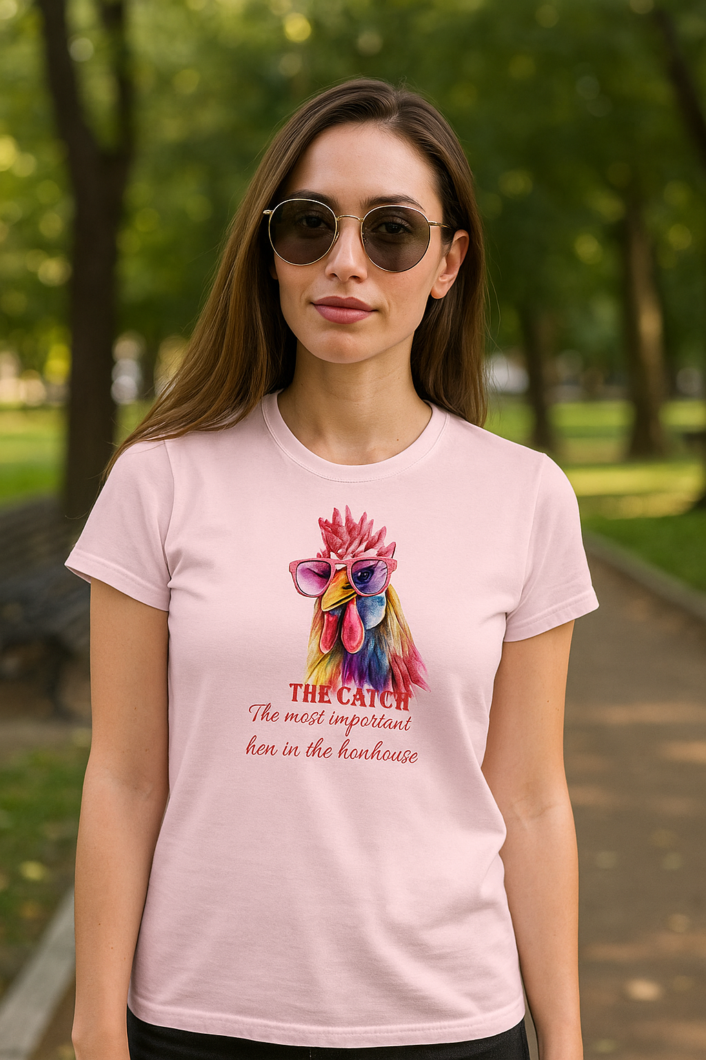 Funny Hen T-Shirt - 'The Catch: The Most Important Hen in the Henhouse' - THE CATCH