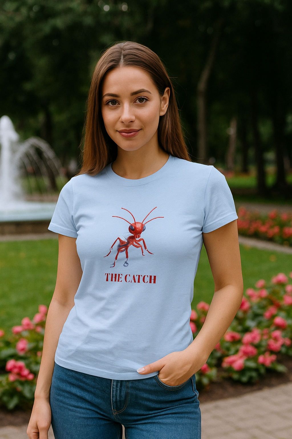 Women's Softstyle Tee - 'The Catch' Ant Graphic Shirt for Nature Lovers - THE CATCH